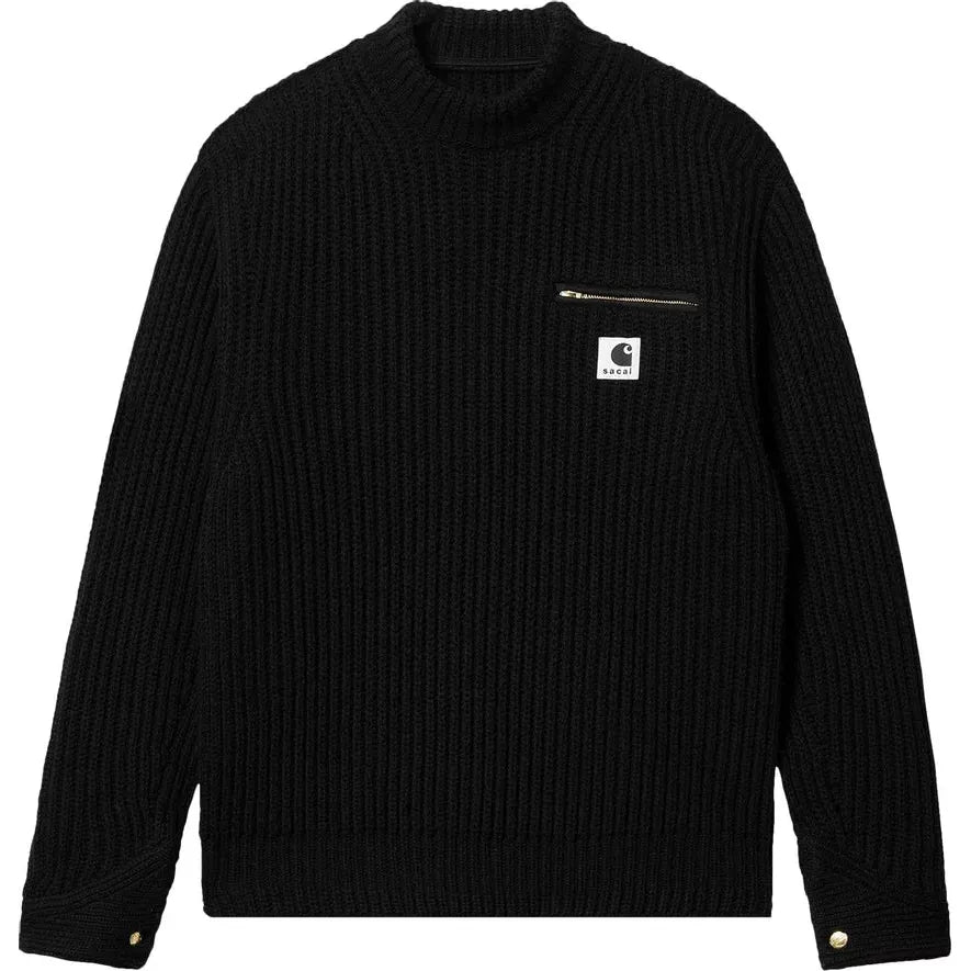 Sacai - Pull côtelé en laine et nylon mélangés Carhartt WIP Detroit - Noir