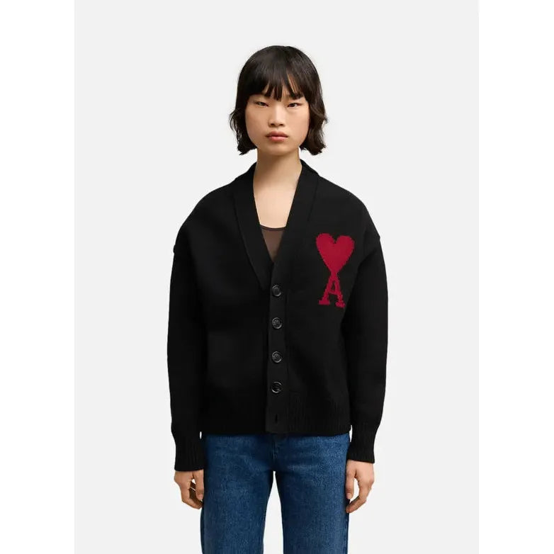 AMI PARIS Cardigan ami de coeur rouge unisexe - Noir