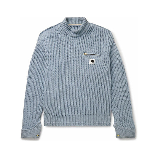 Sacai - Carhartt WIP Detroit Ribbed Wool and Nylon-Blend Sweater - Blue